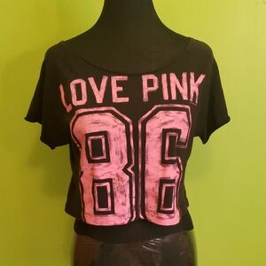Victoria's Secret Black and Pink Crop Top